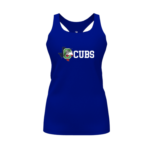 [CUS-DFW-RCBK-PER-RYL-FYS-LOGO3] Racerback Tank Top (Female Youth S, Royal, Logo 3)