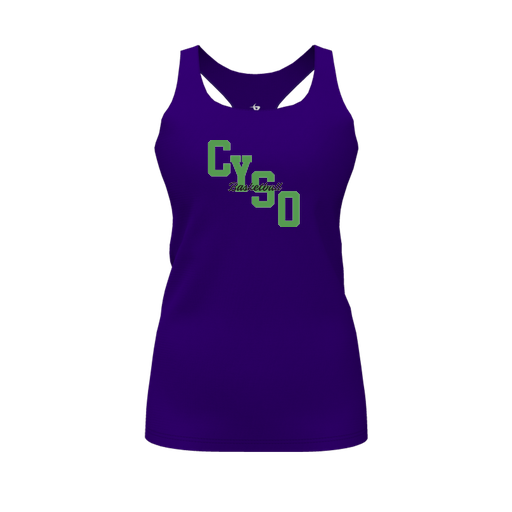 [CUS-DFW-RCBK-PER-PUR-FYS-LOGO1] Racerback Tank Top (Female Youth S, Purple, Logo 1)