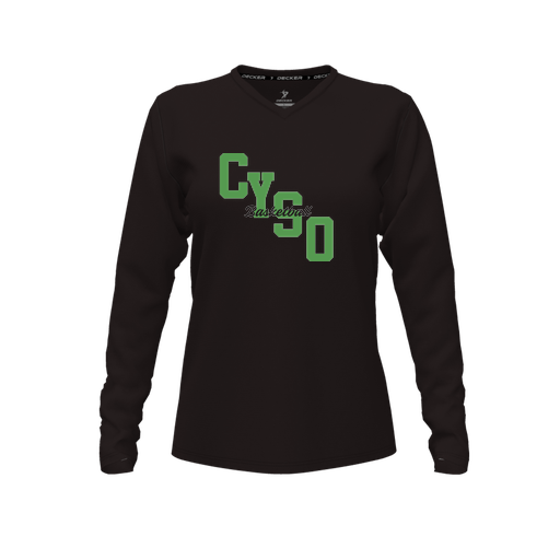 [FTLVCFBK-FYXS-LOGO1] Comfort T-Shirt (Female Youth XS, Black, V Neck, Logo 1, Long Sleeve)
