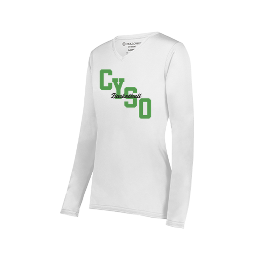 [222824.005.S-LOGO1] Ladies LS Smooth Sport Shirt (Female Adult S, White, Logo 1)