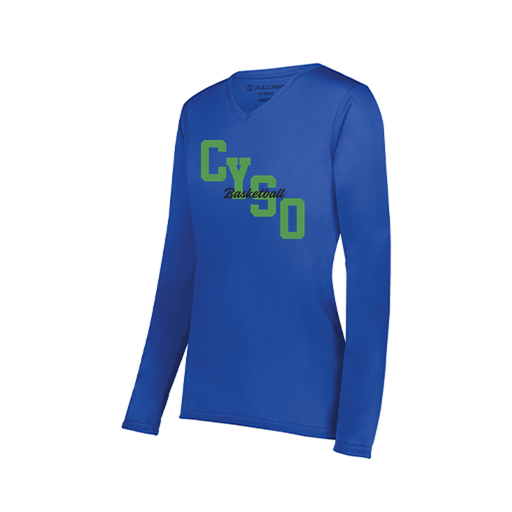 [222824.060.S-LOGO1] Ladies LS Smooth Sport Shirt (Female Adult S, Royal, Logo 1)