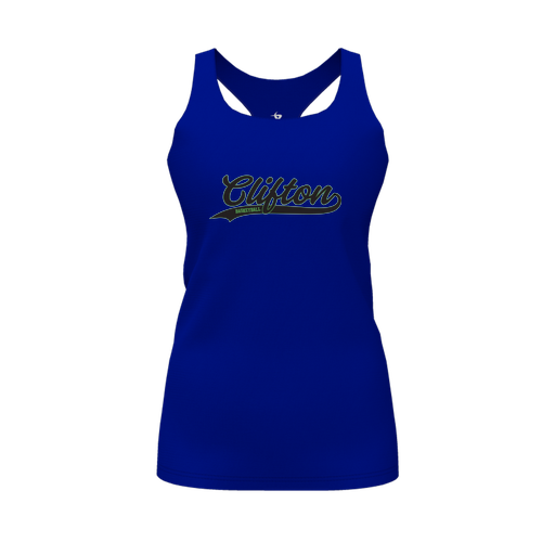 [CUS-DFW-RCBK-PER-RYL-FYS-LOGO2] Racerback Tank Top (Female Youth S, Royal, Logo 2)