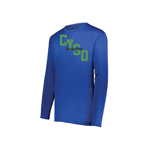 [222823.060.S-LOGO1] Youth LS Smooth Sport Shirt (Youth S, Royal, Logo 1)