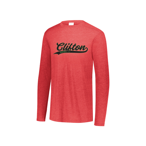 [FTLCUBRD-YS-LOGO2] Decker Youth Tri-Blend T-Shirt - Long Sleeve (Youth S, Red, Logo 2)