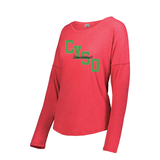 [FTLCUBRD-FAXS-LOGO1] Decker Women's Tri-Blend T-Shirt - Long Sleeve (Female Adult XS, Red, Logo 1)
